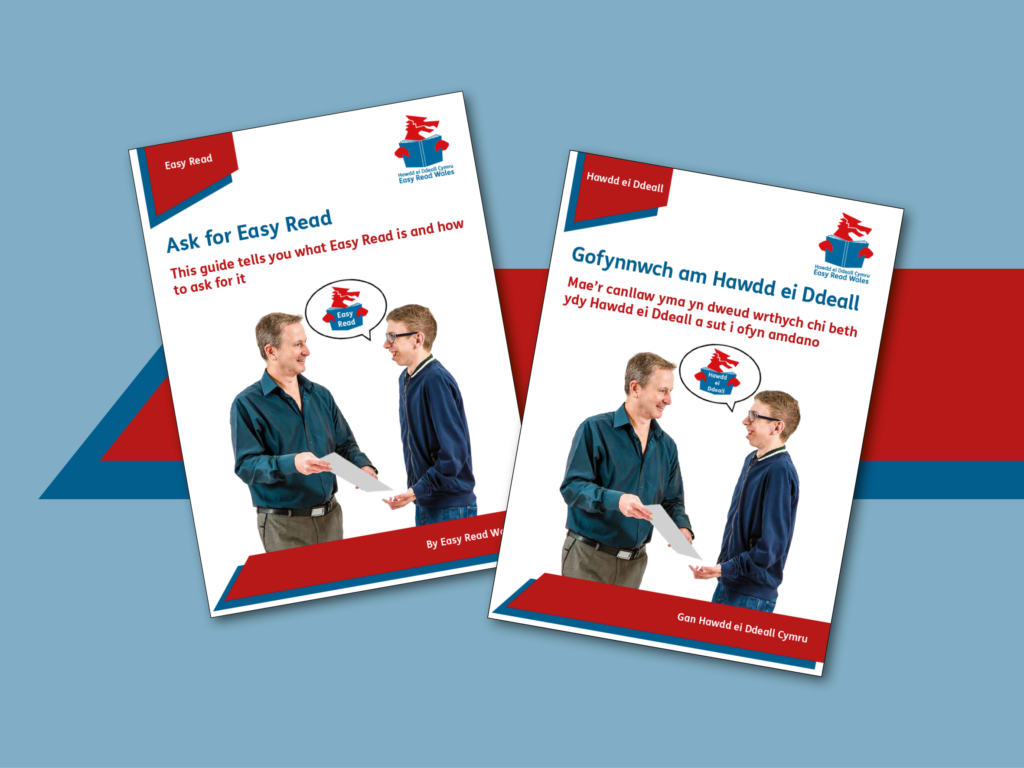 Front covers in English and Welsh of Ask for Easy Read guide